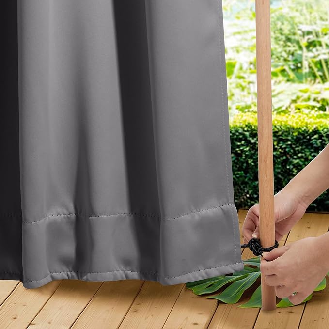 NICETOWN 2 Panels Outdoor Curtains Waterproof Fixed Bottom W52xL95 Grey | by NICETOWN