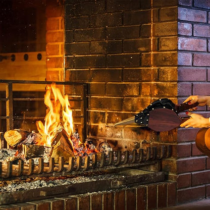UNAOIWN Fireplace Bellows Large 17.0" x 7.6" Indoor Brown Wood Air Blower for Barbecue, Camping BBQ Grill Chimney Outdoor with Hanging Strap Cast Nozzle