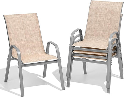 Patio Chairs Set of 4, All Weather Outdoor Dining Chairs | Stackable Dining by Dovov