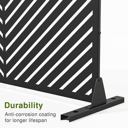 Casaphoria Metal Privacy Screen 72" H x 45" W, 2 Pack Outdoor Freestanding Decorative Divider for Patio & Garden with Stable Base, Black-Parallel