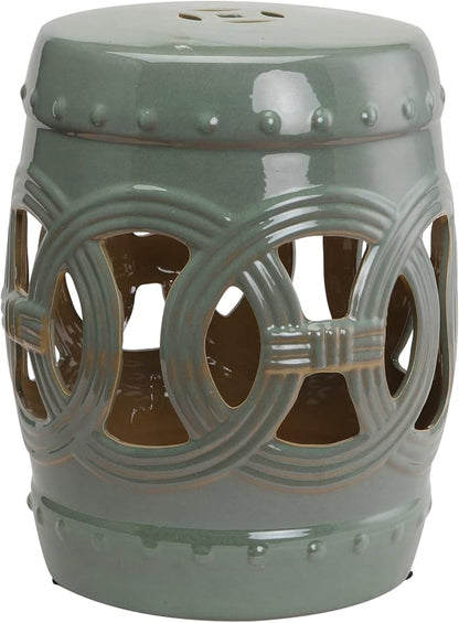 Outsunny 14" x 17" Ceramic Garden Stool Strong Glazed Material Green | by Outsunny