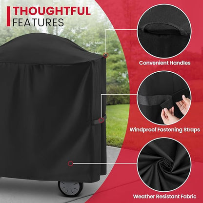 Unicook Grill Cover for Weber Q100/1000 Q200/2000 Series Grills on Portable Cart with Side Tables Folded Inside, Compared to Weber 7113, Heavy Duty Waterproof BBQ Cover, All Weather Protection