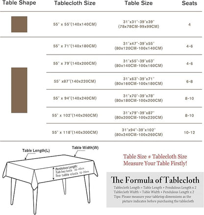 Pahajim Rustic Linen Tablecloth Cotton Rectangle Table Cloth for Kitchen Dining with Tassel Plaid Waterproof Tablecloths Rectangle/Oblong,55''x71'',4-6 Seats