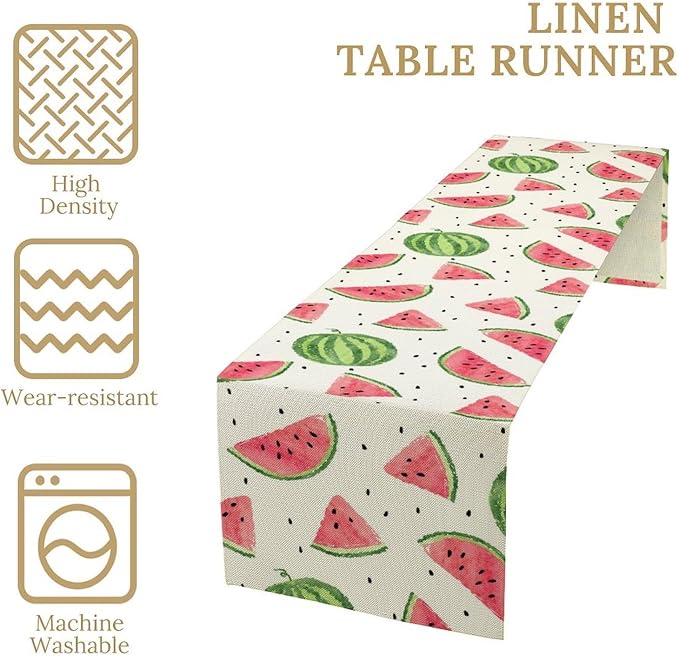 Watermelon Table Runner, Spring Summer Watermelon Theme Table Runner for Party Decoration Dining Room Holiday Home Kitchen 13x108in