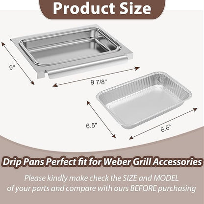67047 Oil Catch Pan with 6415 15-Pack Aluminum Pan Liners for Weber Spirit I&II 200 and 300 Gas Grills, 83156 Grease Drip Tray Liners Parts for Weber Genesis I&II LX200/300 Series,for Weber Traveler