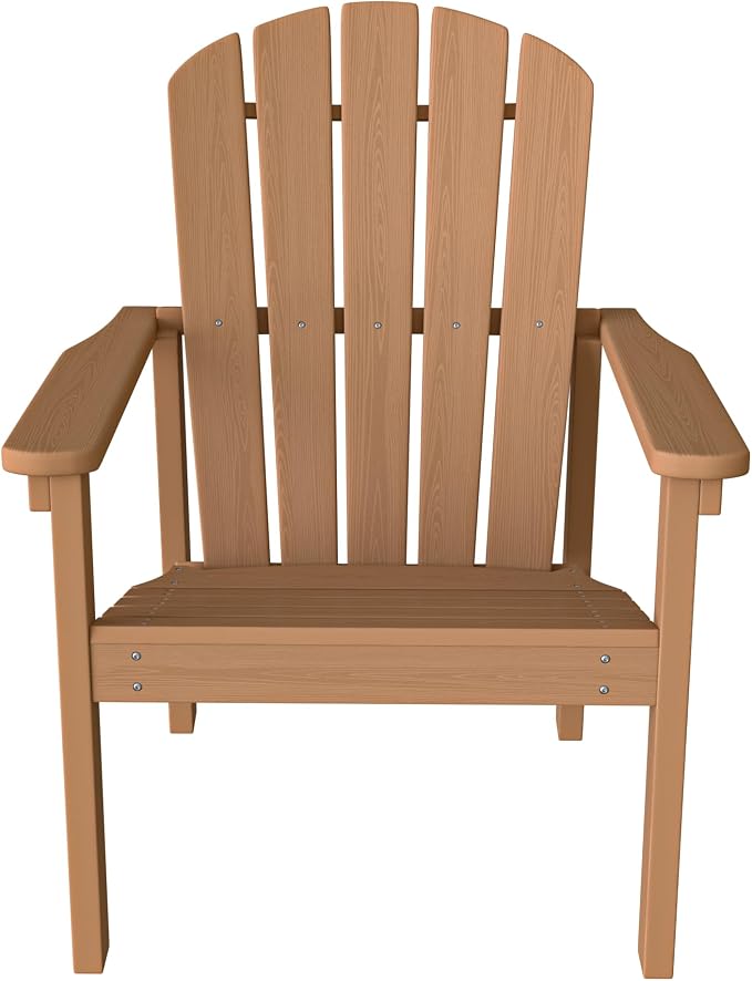 Compact Stackable Adirondack Chairs Set of 4, Teak | 26.3" Wide HDPE, - Image 8