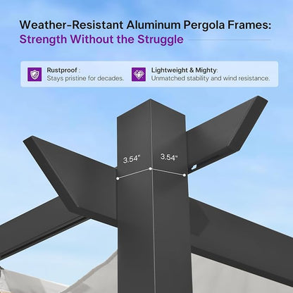 PURPLE LEAF Retractable Pergola 10' x 13' w/Double Canopy - Image 8