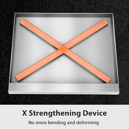 Utheer 17" x 13" Ceramic Nonstick Stainless Steel Griddle for Gas Grill, Charcoal, Oven, Stove Top Griddle, Non-Toxic, PFAS/PFOA/PTFE Free, Oven Up to 500°F, for BBQ, Camping & Kitchen, Sliver