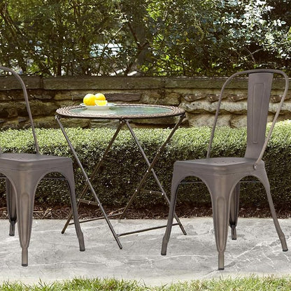 FDW | Metal Dining Chairs | Set of 4, Bronze | 330lbs Load | Stackable Tolix - Image 2