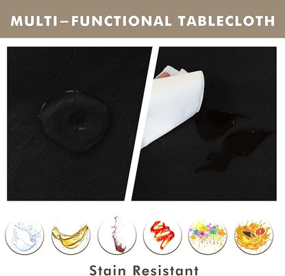 Nasitos 2 Pack Plastic Black Table Cloth Rectangular 60x120 Inch-Vinyl Plastic Tablecloth 8Ft Flannel Backed, Spill & Waterproof Table Cover for Dining Buffet, Wedding Decoration, Family Reunion