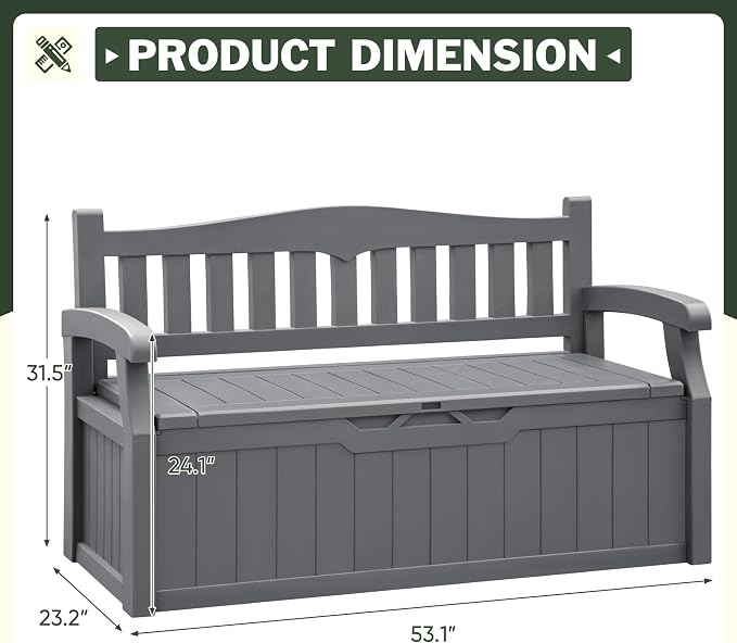 Flamaker 80 Gallon Storage Bench, Deck Box - Image 3