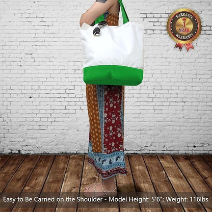 TOPDesign 1-Pack Super Strong Large 12oz Cotton Canvas Tote Bag, Reusable Grocery Shopping Cloth Bag, Fashionable Two-Tone Tote for Crafts, DIY Your Creative Designs