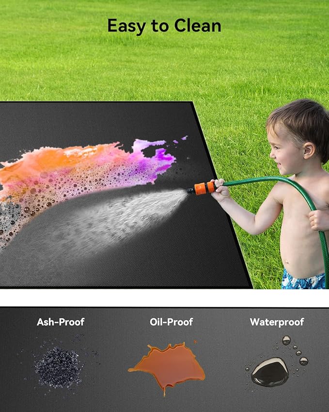 65 x 40 inch Heavy Duty Large Under Grill Mats for Outdoor Grill, Double-Sided Fireproof, Waterproof, Oil Proof Deck and Patio Protector, BBQ Mat Grill Floor Mats Fireplace Fire Pit Mat