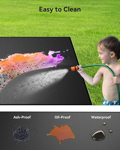 65 x 40 inch Heavy Duty Large Under Grill Mats for Outdoor Grill, Double-Sided Fireproof, Waterproof, Oil Proof Deck and Patio Protector, BBQ Mat Grill Floor Mats Fireplace Fire Pit Mat