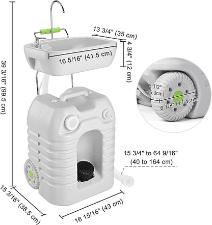 Yescom 45L Portable Sink Hand Wash Station with Foot Pump & Wheel 12Gallon Camping Sink with Soap Dispenser for Washing Hands, Fruits Ideal for RV Travel Outdoor Picnic Barbecue Party Food Booth