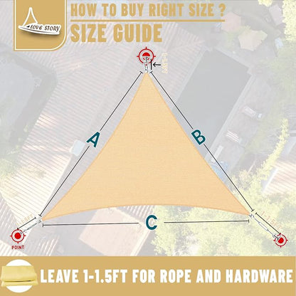 LOVE STORY 10' x 10' x 14' Triangle Sun Shade Sail - Image 7