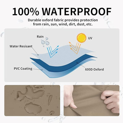 Easy-Going Outdoor Ottoman Cover, Waterproof Patio Ottoman Cover, Heavy Duty Outdoor Furniture Cover with Padded Handles (28"x28"x17", Camel/Dark Brown)