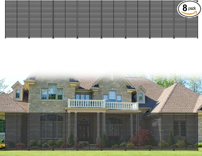 Privacy Fence Screen with Stand 6 Panel 72" H×47" W HDPE Decorative Panels with Steel Poles and Stand, Air Conditioner Fence Panels, Privacy Screen for Outdoor Backyard, Balcony, Pool