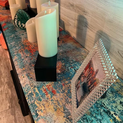 OYIMUA Modern Abstract Teal Yellow Colorful Table Runner 13 x 72 Inches Summer Runners for Tables Rustic Spring Fall Decorations for Home Indoor Outdoor Table Decor