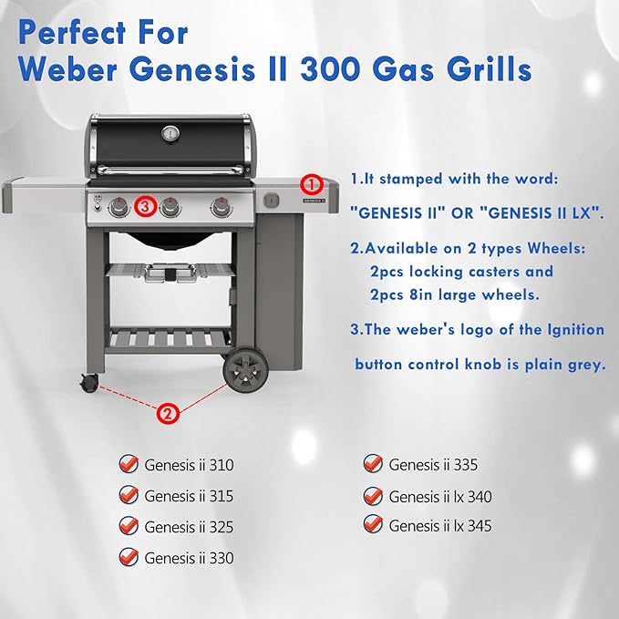 Genesis II E-310 Grates Flavorizer Bars Heat Deflectors Replacement Parts for Weber Genesis II Parts II E310 II E-315 II SE-310 II S310 II E-330 Genesis 2 Stainless Steel Grill Grates
