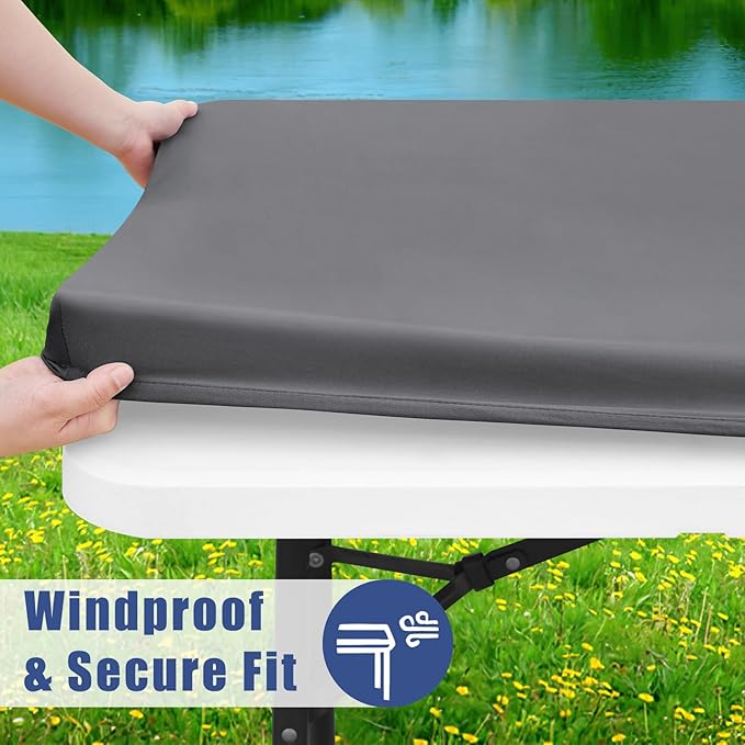 Spandex 6 Foot Rectangle Table Cloth 6 Pack, Elastic Fitted Tablecloths for Picnic, Stretch Washable Patio Table Cover for Outdoor, Camping, Banquet and Parties (Grey, 30"x72")