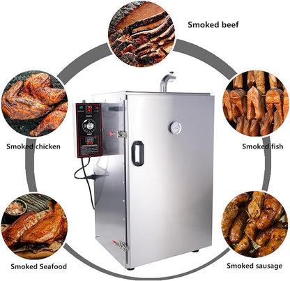 CLIVIA Electric Vertical BBQ Smoker, 5 Layers Outdoor Smoker Oven with Digital Temperature&Time Controller, Barbecue Cooking, Grilling Smoking for Fish, Sausage, Jerky, Cheese