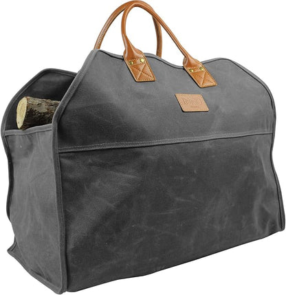 INNO STAGE Waxed Canvas Firewood Log Carrier, Extra Large Storage Tote Bag for Camping, BBQ Barbecue