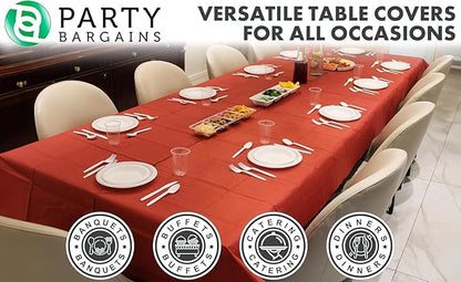 PARTY BARGAINS 40 Disposable Table Covers - 54" X 108" Red Table Cover, 3 Ply Paper & Plastic Tablecloth