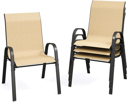 Patio Dining Chairs Set of 4, Stackable Dining Chairs, Breathable Fabric by VonzoyHome