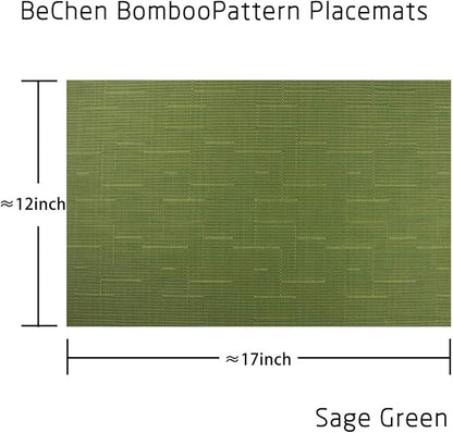 Plastic Placemats,Non Slip Washable Placemats for Dining Table Wipe Clean Table Mats Set of 6(Sage Green)