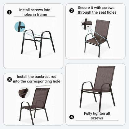 Patio Chairs Set of 6, Breathable Textilene, Weatherproof Frame, Quick Setup - Image 6