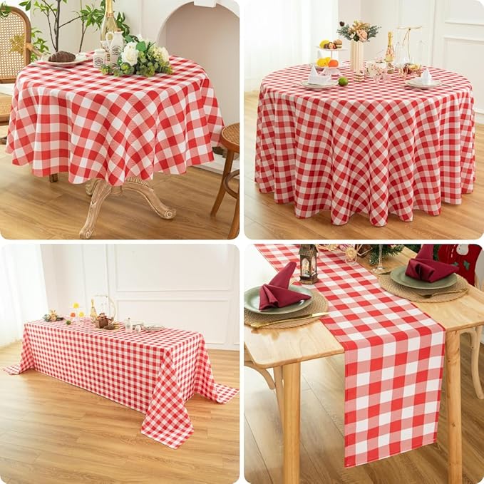 Classic Gingham Buffalo Tablecloth Fabric - Oblong 90x132 Inch Water Proof Checkered Table Cloth for Indoor Outdoor - Table Cover for Birthday, Picnics, BBQs, and Parties