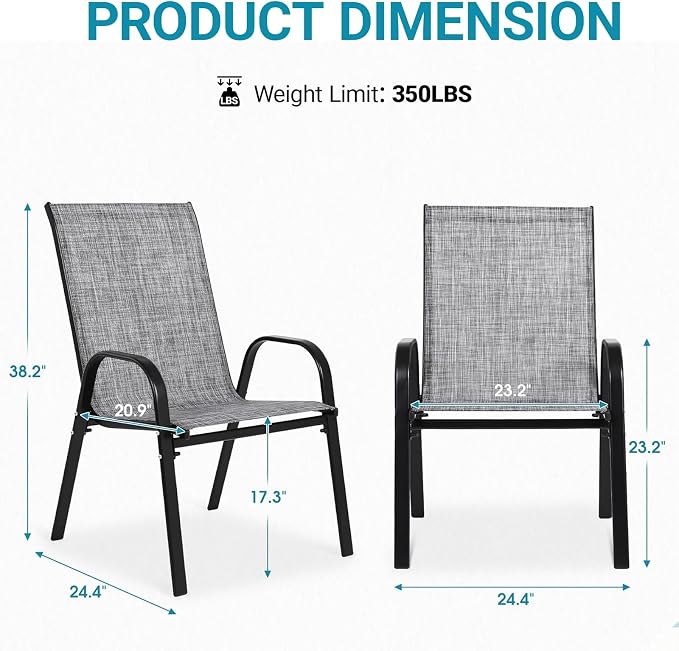 Patio Chairs Set of 4, Breathable Textilene, Weatherproof Frame, Quick Setup - Image 2