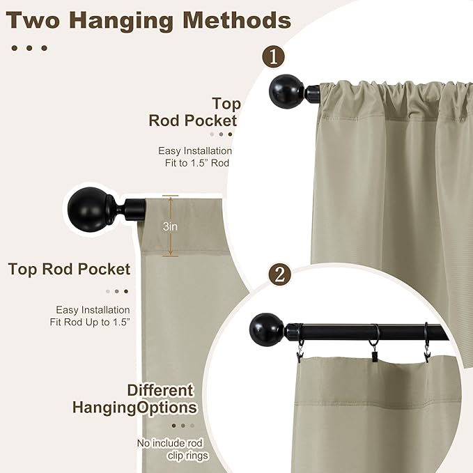 HolidayIdeas Waterproof Patio Outdoor Curtains with Rod Pocket 6 Panels- UV & Privacy Protect Weatherproof Gazebo Outdoor Drapes for Porch, Balcony, Apartment, Sliding Glass Door, Taupe, 54x95 Inch