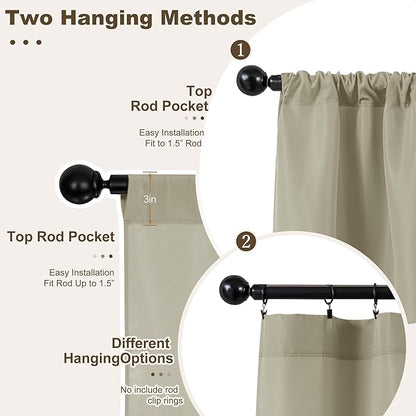 HolidayIdeas Waterproof Patio Outdoor Curtains with Rod Pocket 6 Panels- UV & Privacy Protect Weatherproof Gazebo Outdoor Drapes for Porch, Balcony, Apartment, Sliding Glass Door, Taupe, 54x95 Inch
