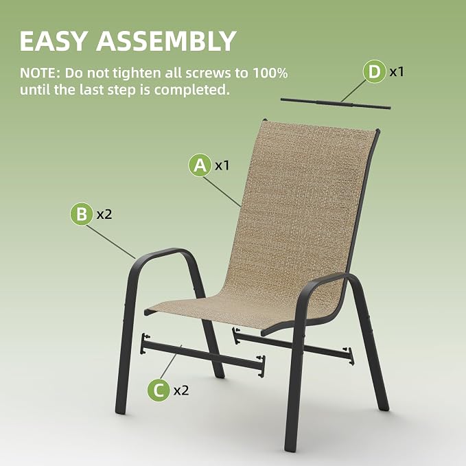 Patio Chairs Set of 8, Outdoor Stackable Dining Chairs - Image 6