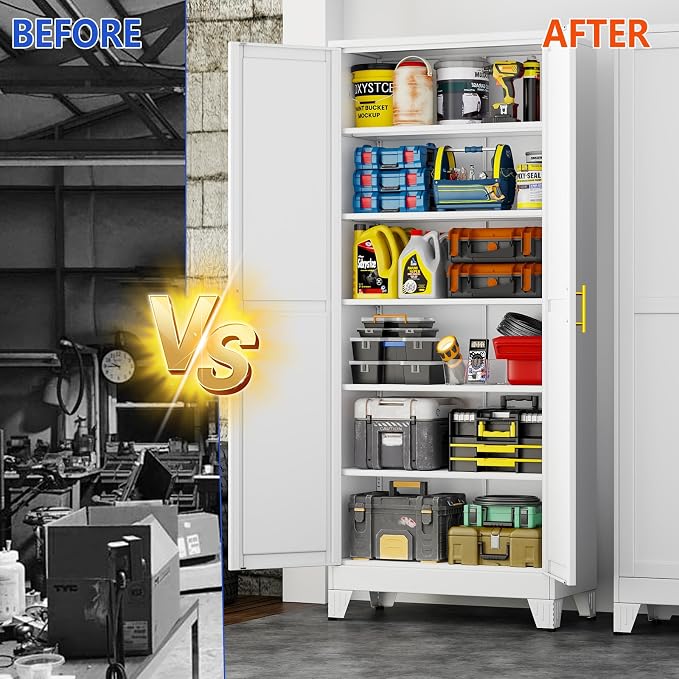 GAIOUS 75''Tall Metal Garage Storage Cabinet, File Cabinet - Image 6