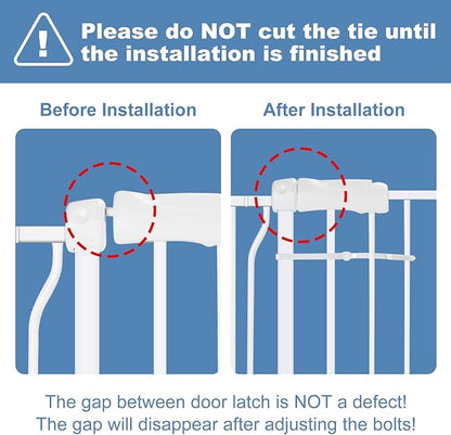 Extra Wide Baby Gate 57.5-66.9 Pressure Mounted,Child Dog Pet Safety Gates with Walk Through Door for Doorways Stairs No Drilling in Door,White