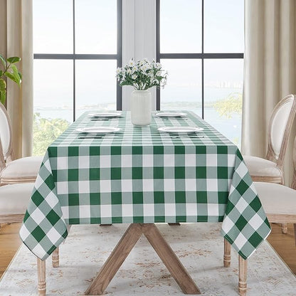 Softalker Gingham Checkered Tablecloth Rectangle - Outdoor Waterproof Buffalo Plaid Table Cloth, Stain Resistant Washable Table Cover for Picnic, Camping - Green and White, 2 Pack - 60 x 84 Inch