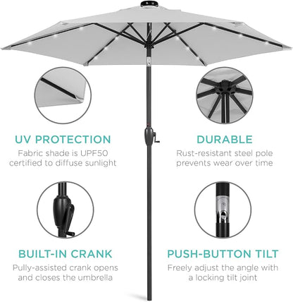 Best Choice Products 7.5ft Solar Umbrella LED Lighted Patio Umbrella, Table - Image 5