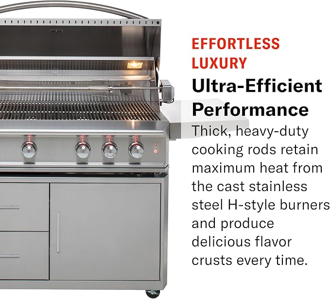 Blaze Outdoor Grill | 44-inch Stainless Steel Propane BBQ Grill | Built-in 4 Burner Barbecue | Professional Outdoor Grilling | Rear Infrared Burner & Grill Lights | BLZ-4PRO-LP