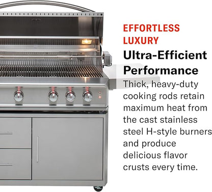 Blaze Outdoor Grill | 44-inch Stainless Steel Propane BBQ Grill | Built-in 4 Burner Barbecue | Professional Outdoor Grilling | Rear Infrared Burner & Grill Lights | BLZ-4PRO-LP