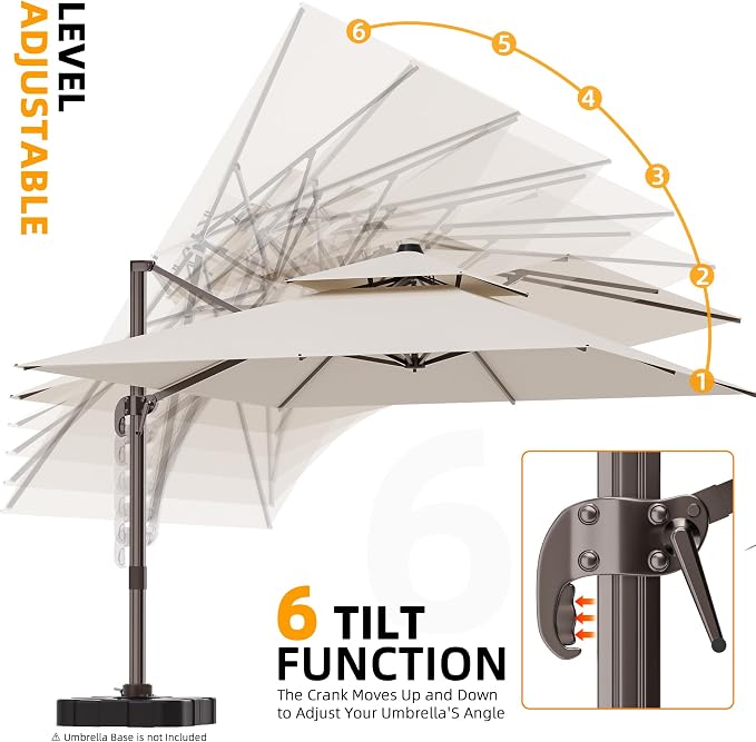 9' X 12' Cantilever Outdoor Patio Umbrellas Double Top Large Rectangle Umbrella - Image 7