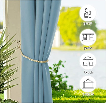 NICETOWN Canvas Outdoor Waterproof Patio Curtains 4 Pieces, Rustproof Grommets - Image 4