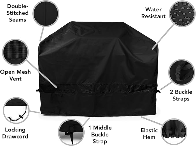 Covermates Grill Cover - Weather Resistant Outdoor Cover, Heavy Duty BBQ Covers for Large Outdoor Kitchen, Elite 300D Polyester, 80 Inch, Black