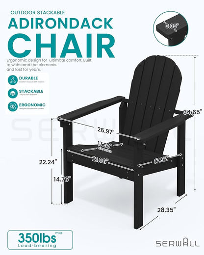 SERWALL HDPE Stackable Adirondack Chair, Space-Saving - Image 3