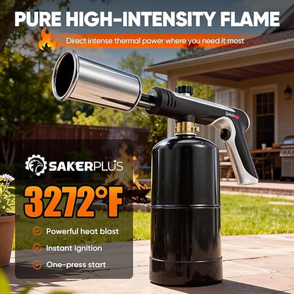 Propane Torch - 3272°F High Heat Torch Gun with Adjustable Flame & Safety Lock, for BBQ Grilling, Charcoal Ignition, Cooking and DIY Projects (2 Packs)