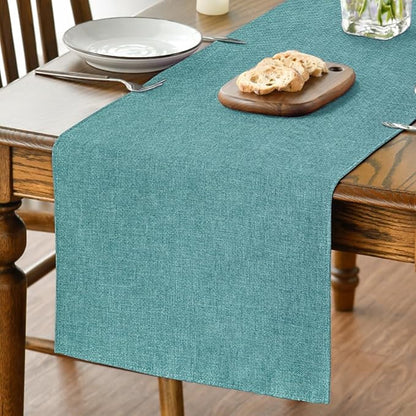Artoid Mode Turquoise Aqua Table Runner, Seasonal Summer Washable Kitchen Dining Table Decoration for Home Party Decor 13x120 Inch