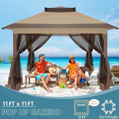 COBIZI 11x11 Pop Up Gazebo Canopy Tent Outdoor Gazebo Waterproof Upgrade Easy - Image 6