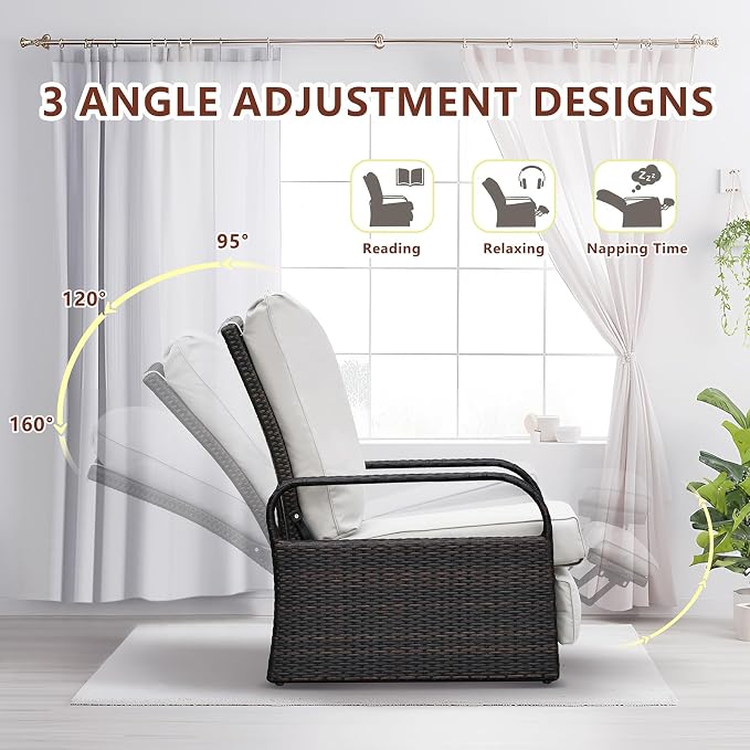 Outdoor Recliner, Aluminum Frame Patio Chaise Lounge Chairs - Image 4